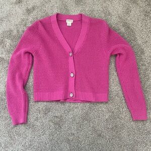 Crewcuts Hot Pink Cropped V-Neck Button Cardigan